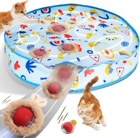 Interactive Cat Toys, Fast Rolling Ball in Play Mat, Automatic Motion Activated Moving Ball Hide and Seek Game for Indoor Exercise Kicker, 28 Inch Play Mat