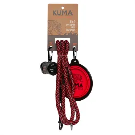 Kuma 3-in-1 Dog Leash with Waste Bag Dispenser & Collapsible Bowl - 5 ft Polyester Rope, Durable Metal Clip