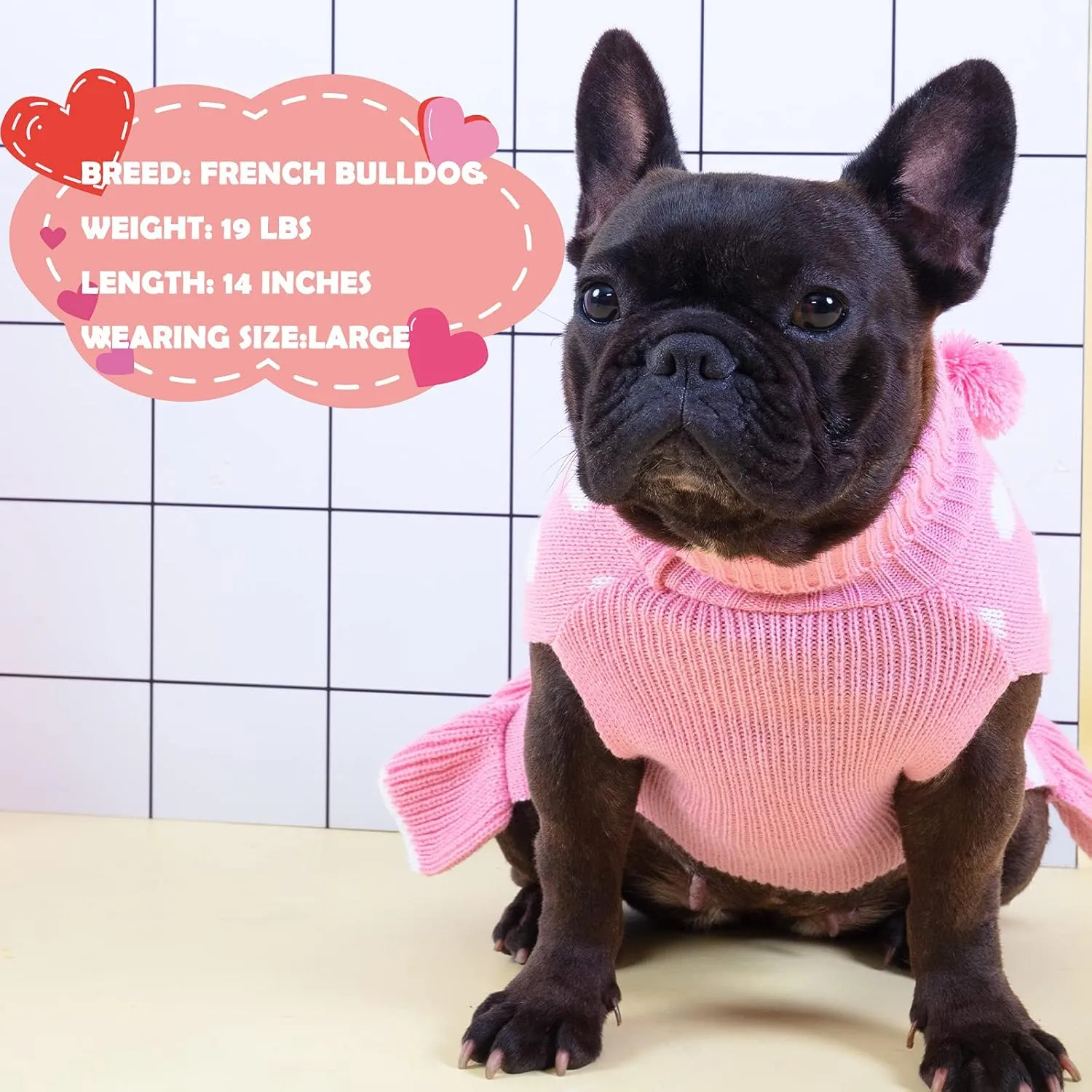 KYEESE Dog Sweater Dress for Small Dogs Pink for Girl Dog Sweater Polkadot with Leash Hole