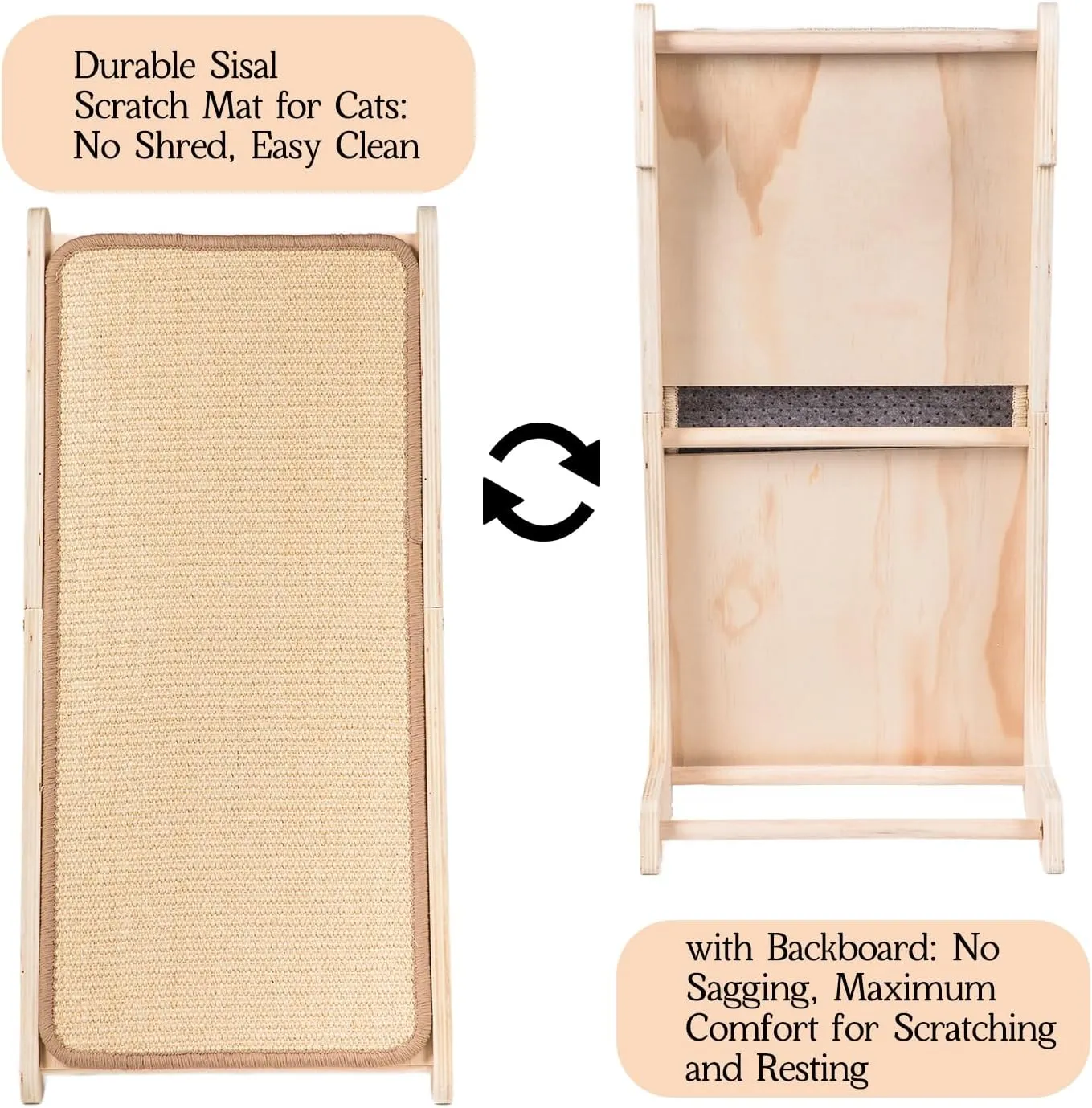 L-Shaped Cat Scratcher Ramp with Sisal Pad & Ball Toy - Furniture Protector