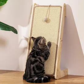 L-Shaped Cat Scratcher Ramp with Sisal Pad & Ball Toy - Furniture Protector