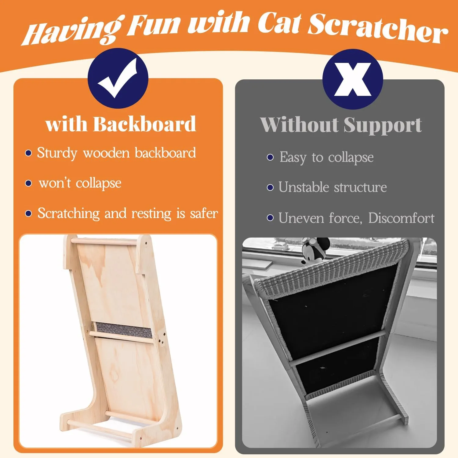 L-Shaped Cat Scratcher Ramp with Sisal Pad & Ball Toy - Furniture Protector