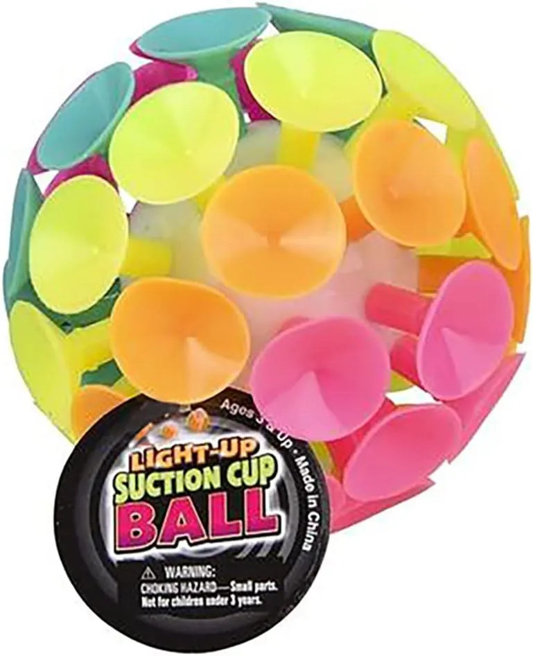 Light-Up Suction Cup Throwing Balls, Party Favors for Boys and Girls, 3" Inch Ball (76.2 mm)