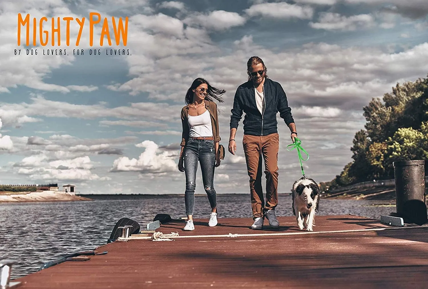 Mighty Paw Waterproof Dog Leash - Smell-Proof Pet Lead Against Dog Foot Smell - Ideal Nylon Reflective Leash for Swimming - Camping - Hiking - Reflective Safety Stripe - 6 Foot - Green