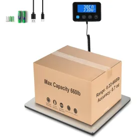 Miseyo 660lbs Heavy Duty Digital Shipping Scale - 0.7oz High Accurate Stainless Steel Postal Scale for Packages, Luggage, Small Business, Warehouse, Battery & Charging Cable Included