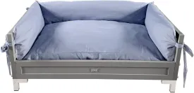 New Age Pet ECOFLEX Manhattan Elevated Dog Bed with Memory Foam Cushion, Durable Wood-Plastic Composite Frame, Removable Washable Cover, Ideal for Pets Up to 90 lbs - Grey