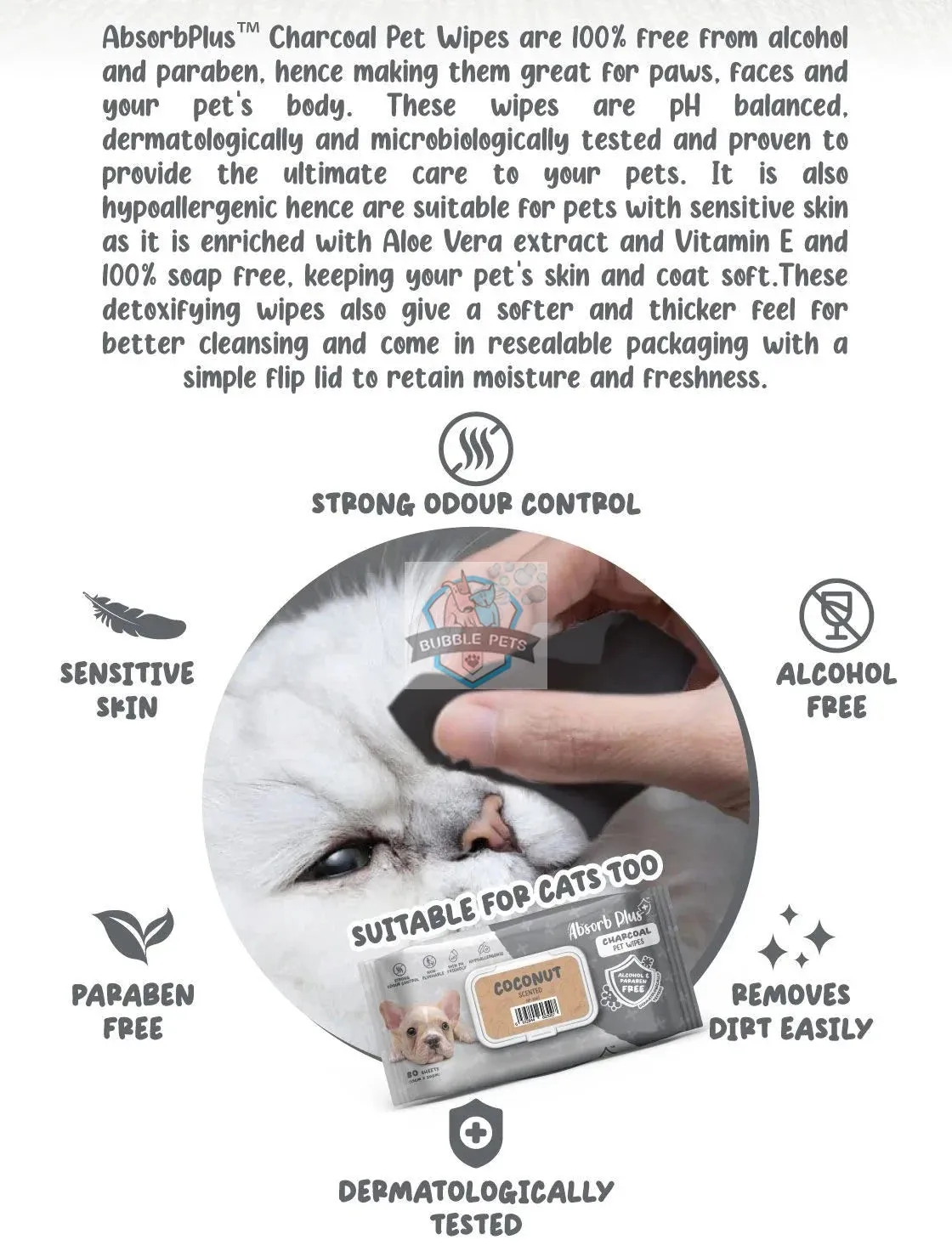 NEW LOOK: Absorb Plus Charcoal Baby Powder Scented Pet Wipes