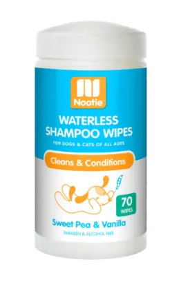 Nootie Sweet Pea & Vanilla Waterless Shampoo Wipes For Dogs & Cats