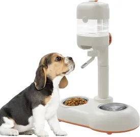 Pet Bowls,15Tilted Puppy Food Bowls with Puppy Weaning Bottles,3 in 1 Height Adjustable Water Dispenser for Dogs,Pet Food Bowls for Ferrets,Cats,Rabbits and Small Sized Dogs(White)