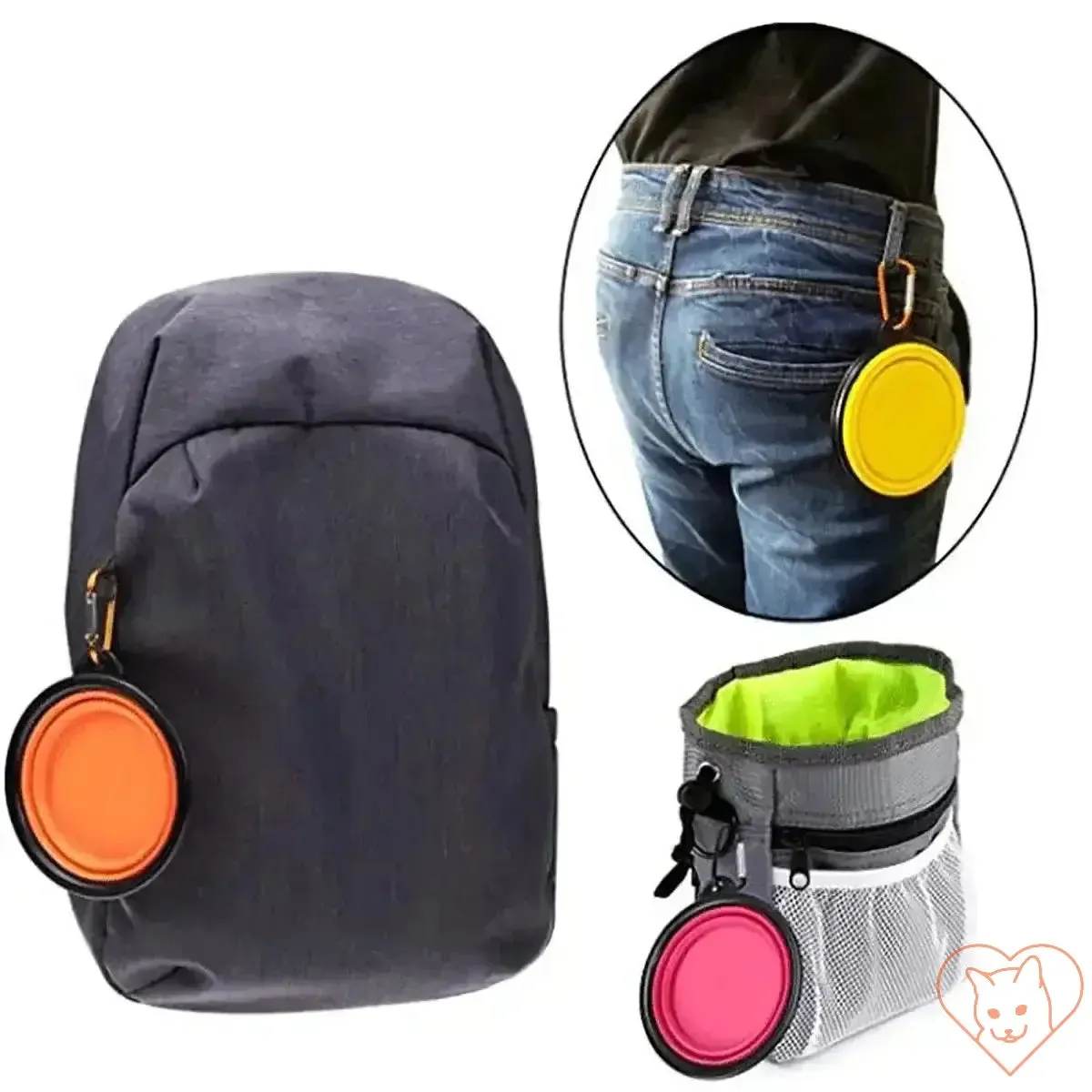 Portable Folding Silicone Pet Bowl with Carabiner