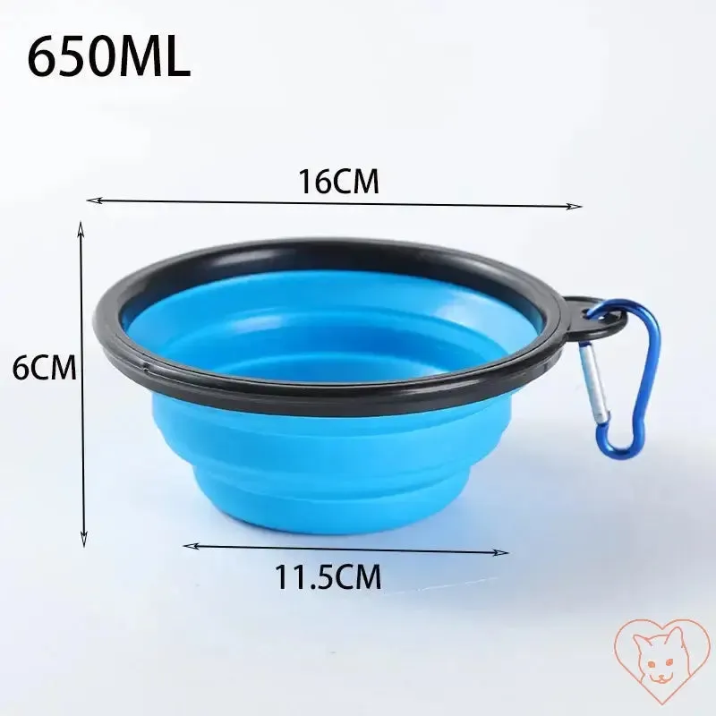 Portable Folding Silicone Pet Bowl with Carabiner