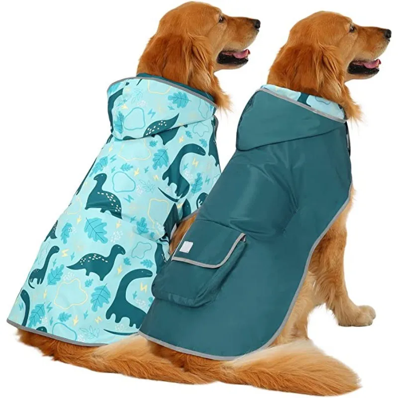 Reversible Dog Raincoat Hooded Slicker Poncho Rain Coat Jacket For Small Medium Large Dogs Ducks Yellow