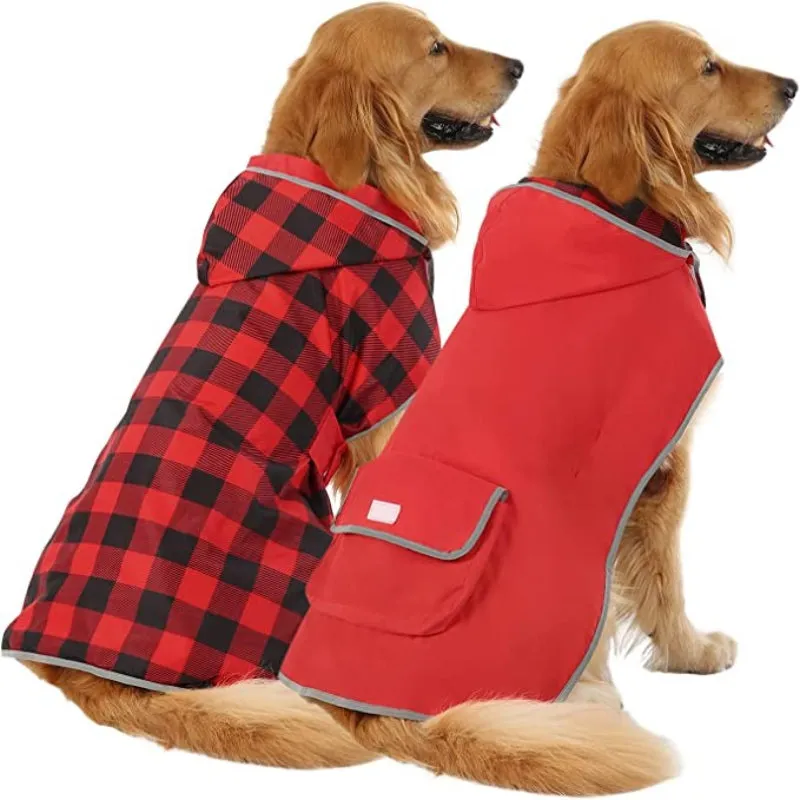 Reversible Dog Raincoat Hooded Slicker Poncho Rain Coat Jacket For Small Medium Large Dogs Ducks Yellow