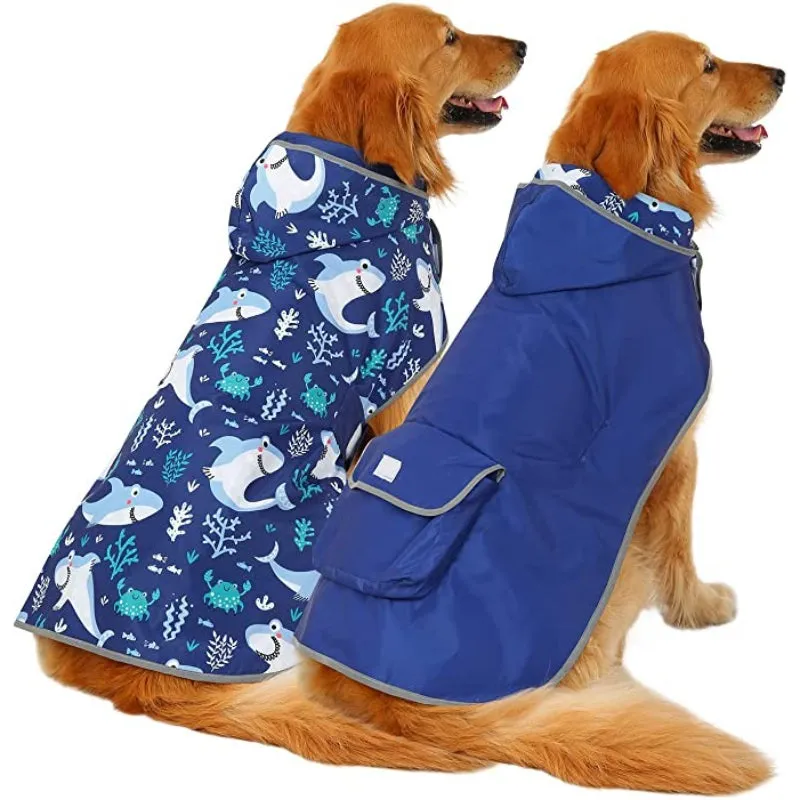 Reversible Dog Raincoat Hooded Slicker Poncho Rain Coat Jacket For Small Medium Large Dogs Ducks Yellow