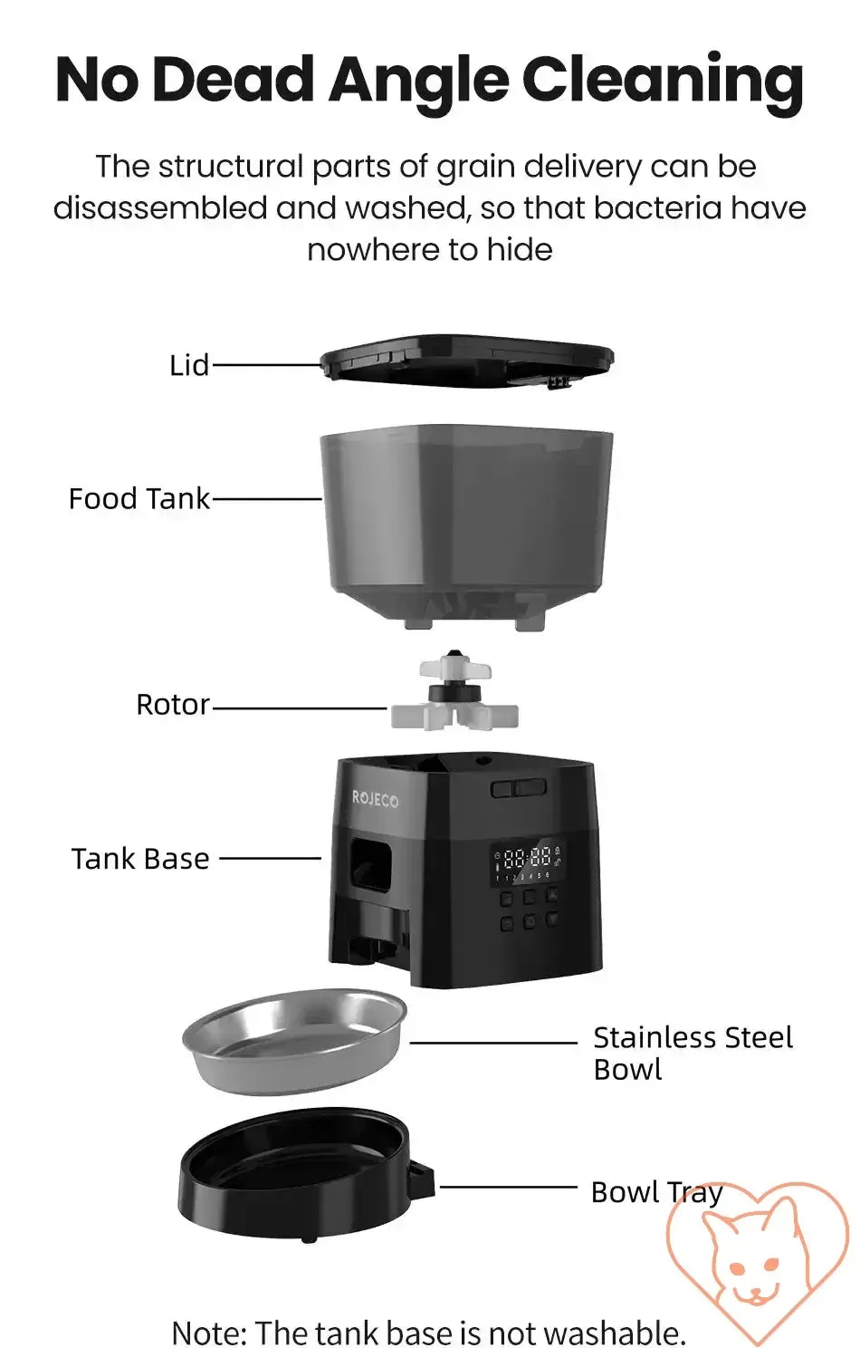 ROJECO Automatic Pet Feeder - Button Version