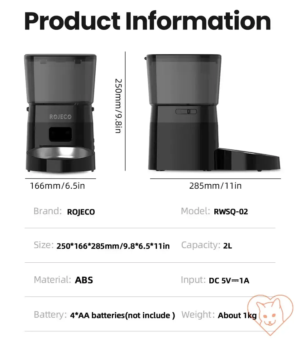 ROJECO Automatic Pet Feeder - Button Version