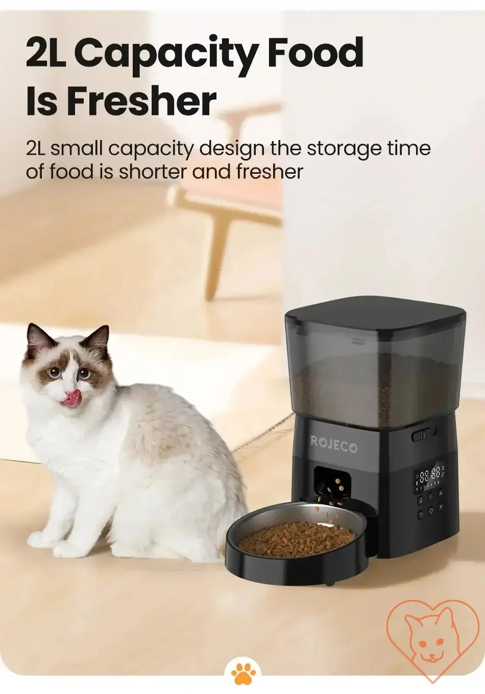 ROJECO Automatic Pet Feeder - Button Version