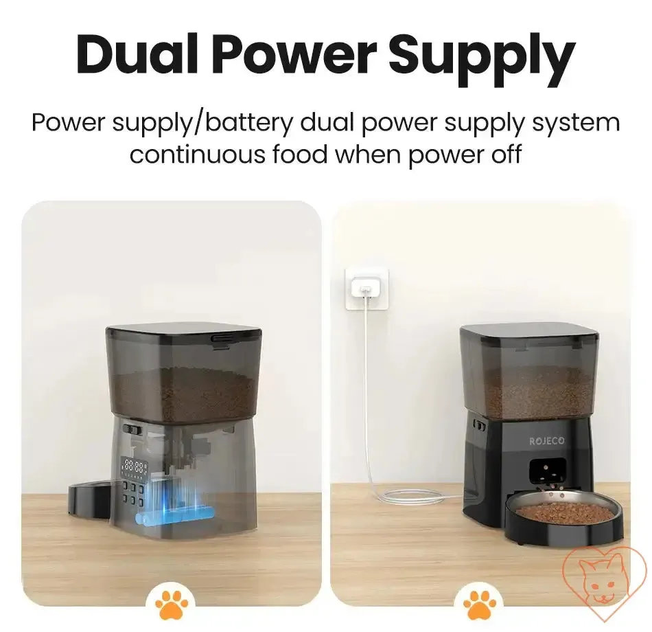 ROJECO Automatic Pet Feeder - Button Version