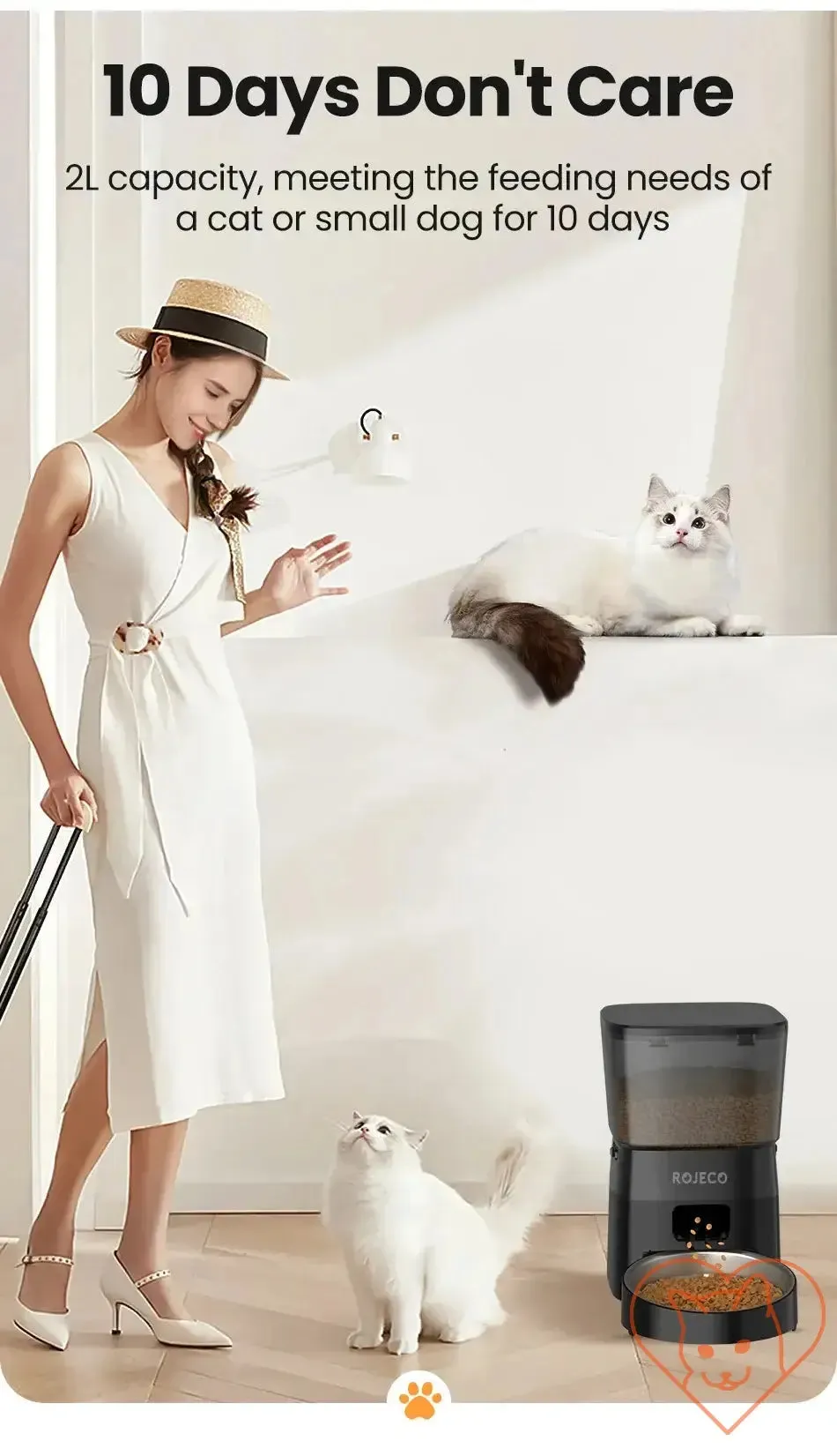 ROJECO Automatic Pet Feeder - Button Version