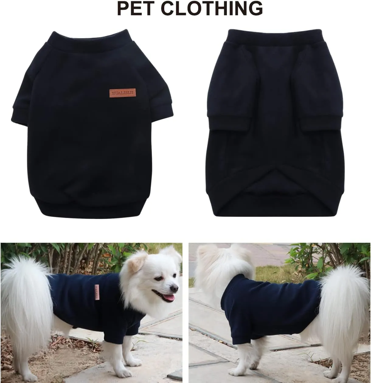 Small Dog Sweater Small Dog Sweatshirt Pet Hoodie, Warm and Lightweight, with a Soft Texture, Easy to Wear and Bright Colors (Black, X-Small)