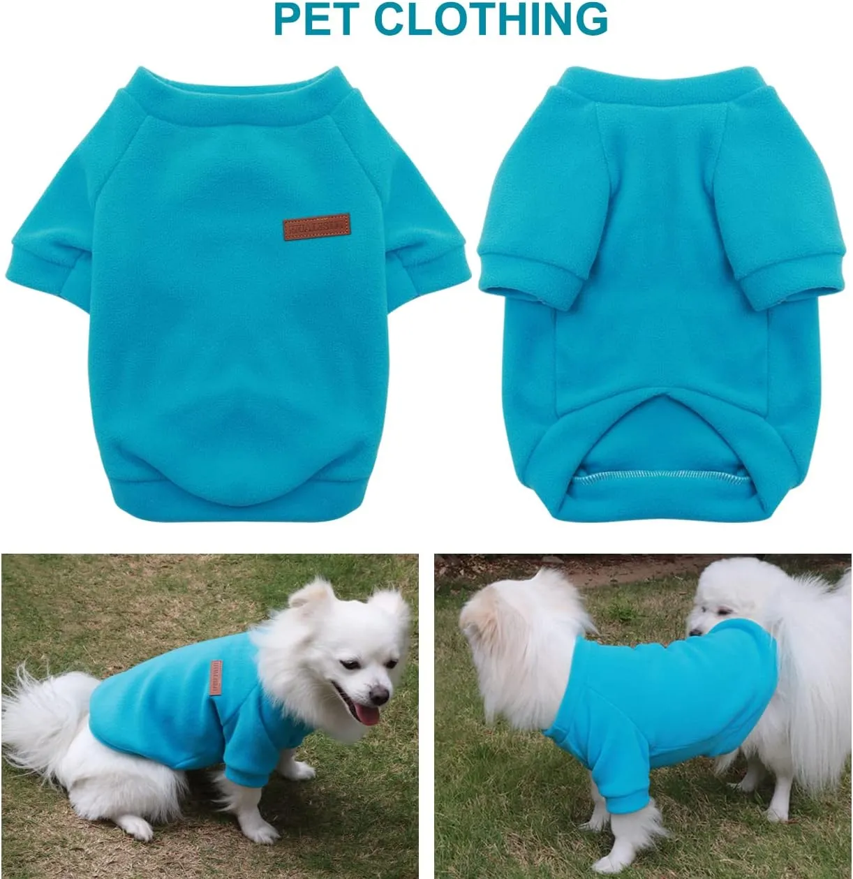 Small Dog Sweater Small Dog Sweatshirt Pet Hoodie, Warm and Lightweight, with a Soft Texture, Easy to Wear and Bright Colors (Blue, XXX-Large)