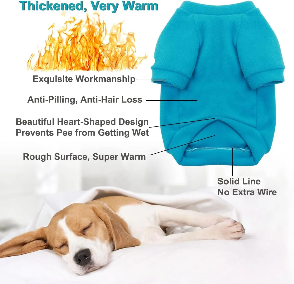 Small Dog Sweater Small Dog Sweatshirt Pet Hoodie, Warm and Lightweight, with a Soft Texture, Easy to Wear and Bright Colors (Blue, XXX-Large)