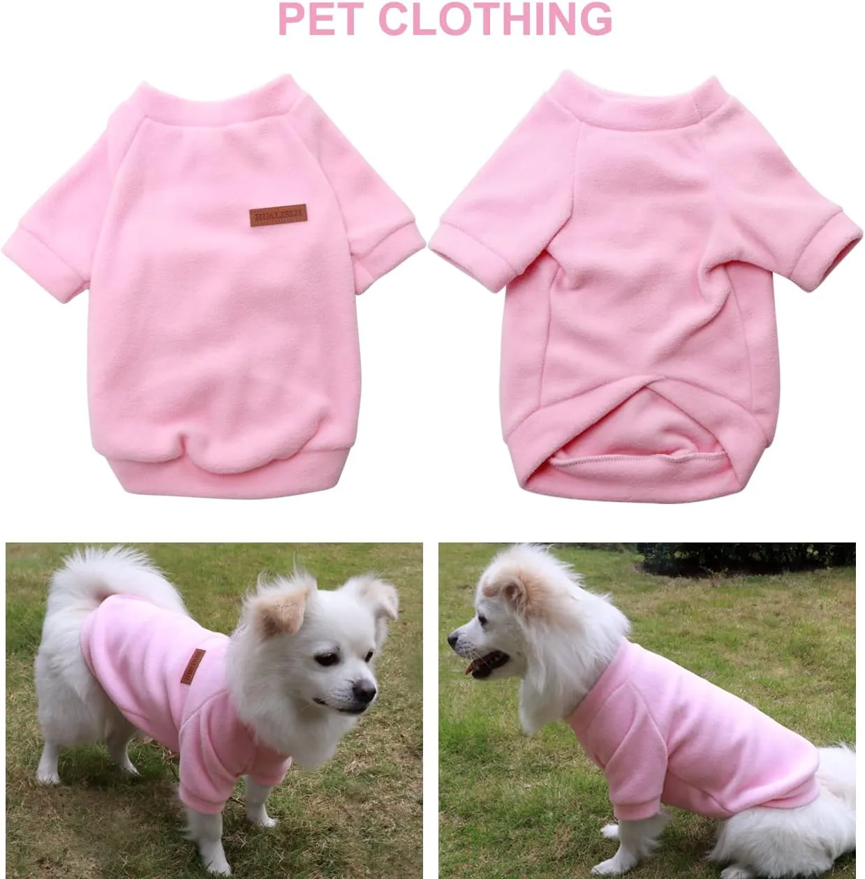 Small Dog Sweater Small Dog Sweatshirt Pet Hoodie, Warm and Lightweight, with a Soft Texture, Easy to Wear and Bright Colors (Pink, Large)