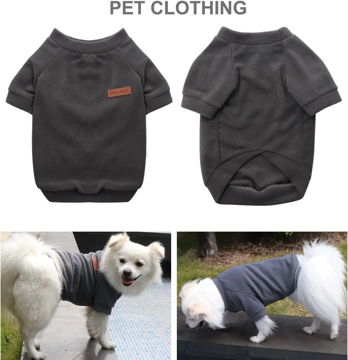 Small Dog Sweater Sweatshirt Pet Hoodie, Warm and Lightweight, With Soft Texture, Easy to Wear, Bright Colors (Gray, X-Small)