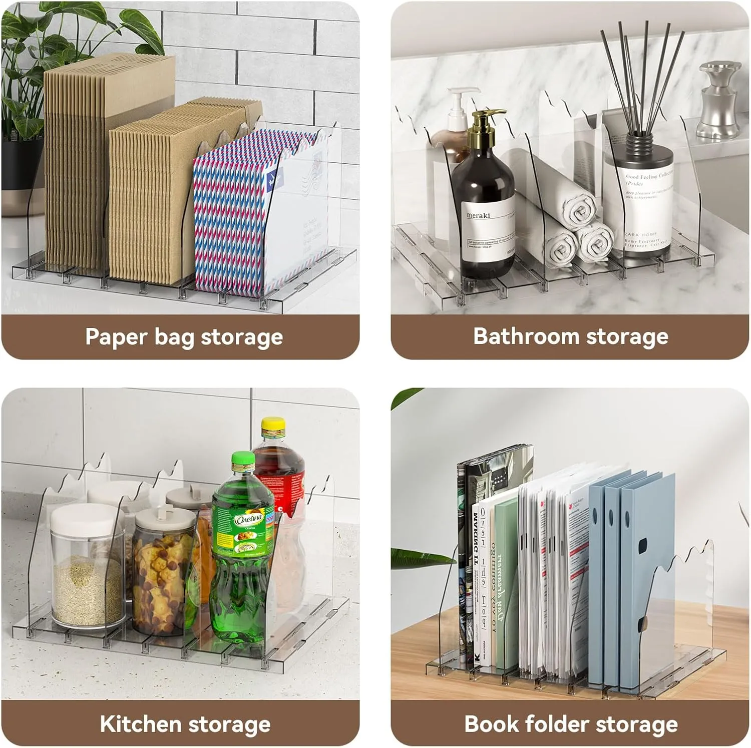 SOYO Adjustable Clear Purse Organizers for Closet, Acrylic Shelf Divider for Bag and Purse Storage, Pocketbook and Handbag Organizer, Bookshelf Separator Organizers for House, Office Use, Clear2pc