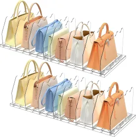 SOYO Adjustable Clear Purse Organizers for Closet, Acrylic Shelf Divider for Bag and Purse Storage, Pocketbook and Handbag Organizer, Bookshelf Separator Organizers for House, Office Use, Clear2pc