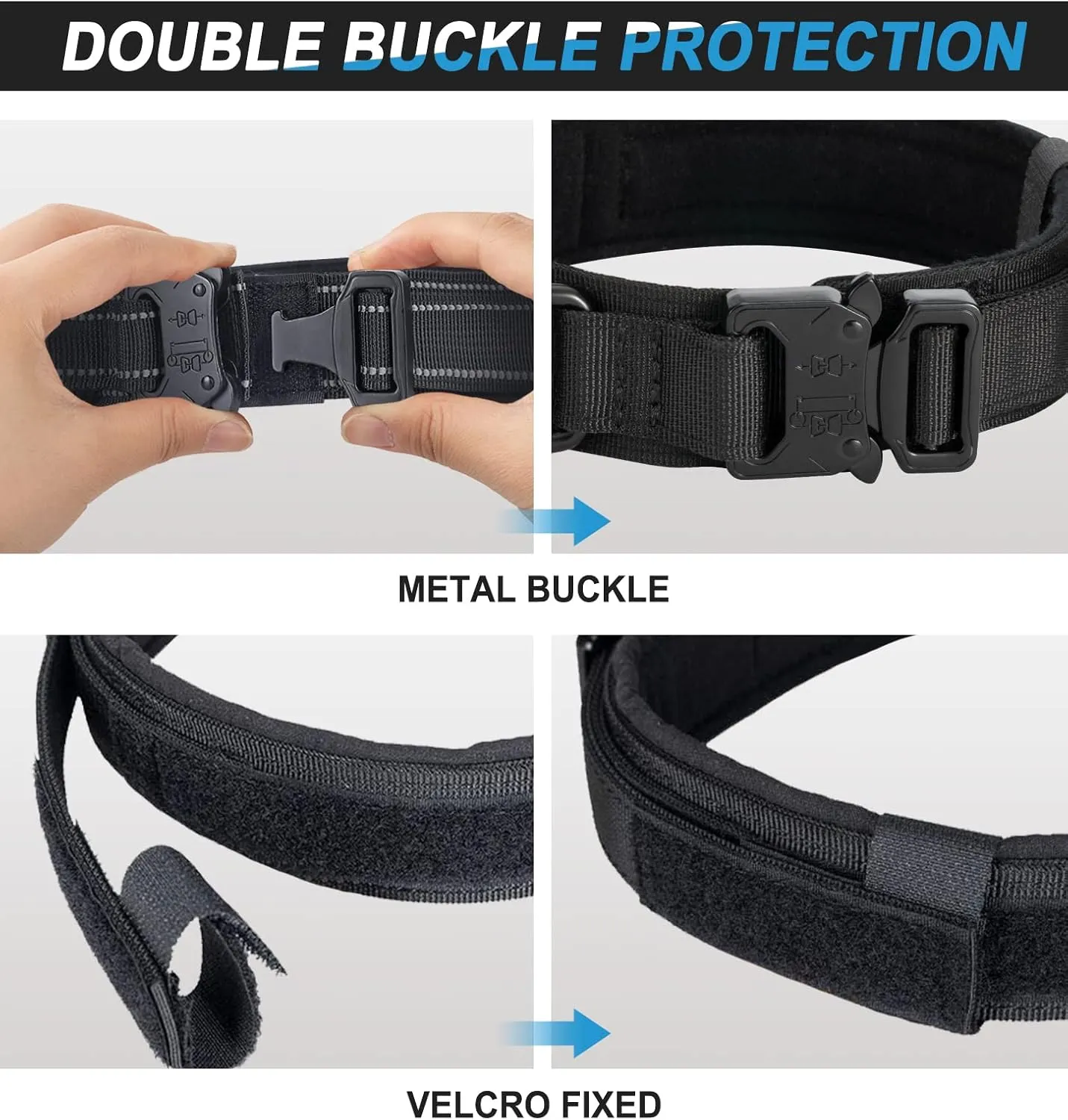 Tactical Dog Collar with USA American Flag - Military Dog Collar Thick with Handle - Heavy Duty Nylon K9 Collar Adjustable Metal Buckle for Medium Large Dogs XL Chew Proof with 2 Patches