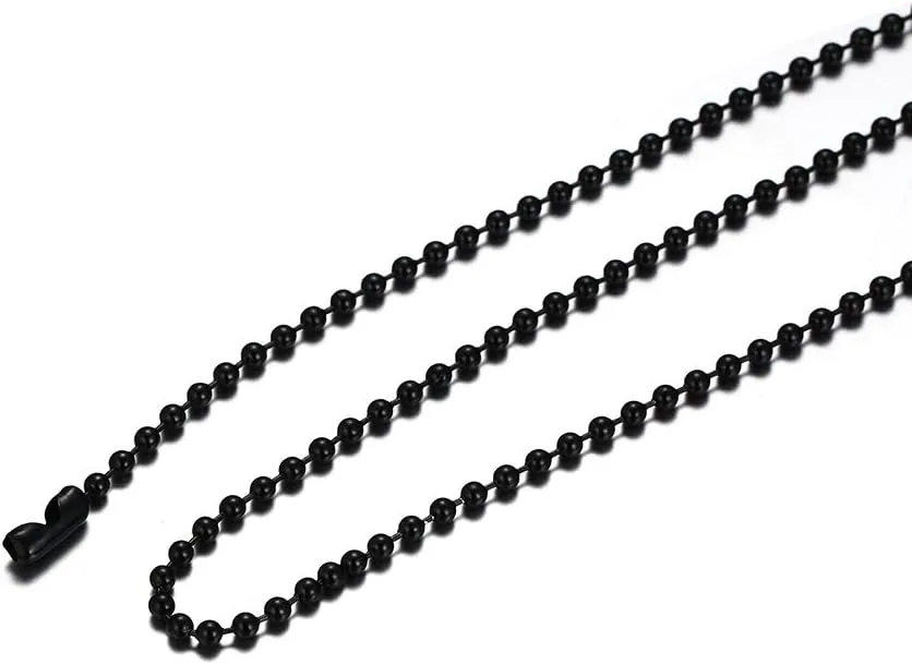 Titanium Stainless Steel Small Beads Ball Chain Necklace for Men Women 24-38 Inches Silver Black Gold