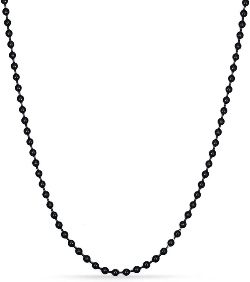 Titanium Stainless Steel Small Beads Ball Chain Necklace for Men Women 24-38 Inches Silver Black Gold