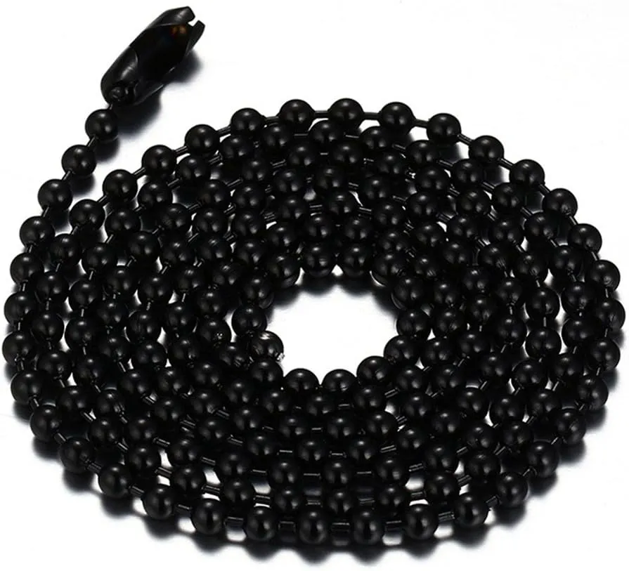 Titanium Stainless Steel Small Beads Ball Chain Necklace for Men Women 24-38 Inches Silver Black Gold