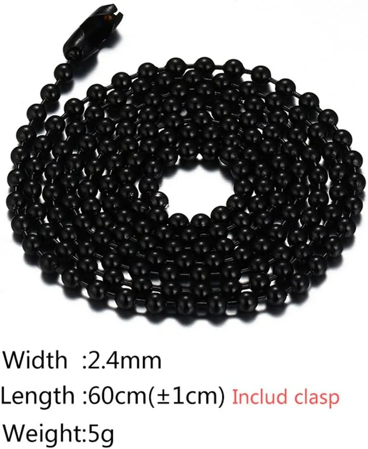 Titanium Stainless Steel Small Beads Ball Chain Necklace for Men Women 24-38 Inches Silver Black Gold
