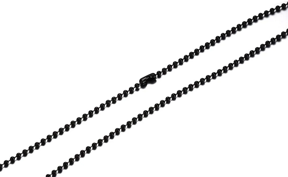 Titanium Stainless Steel Small Beads Ball Chain Necklace for Men Women 24-38 Inches Silver Black Gold