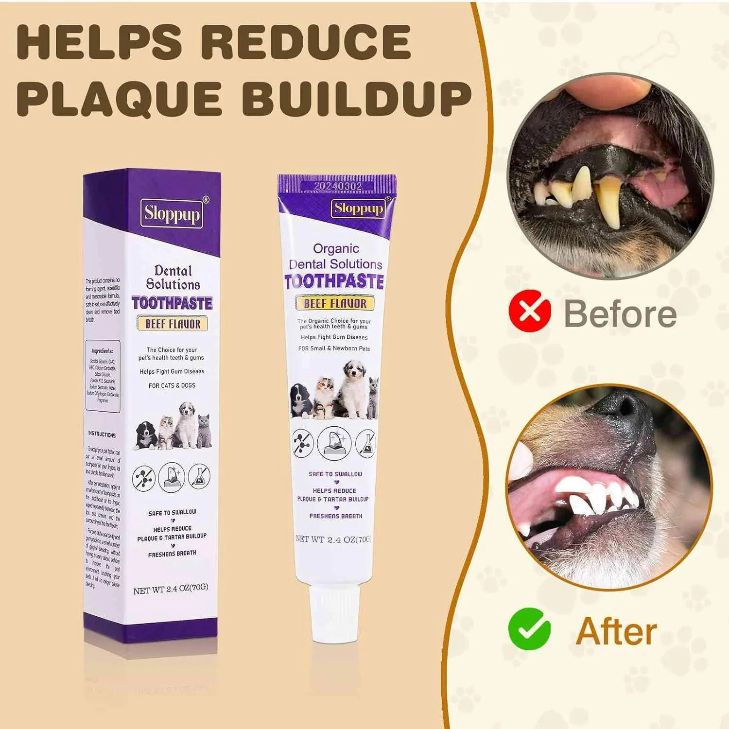Toothpaste | Teeth Cleaning and Fresh Breath Dental Care for British Shorthair Cat Kittens and Adult Cats | Soothes Inflamed Gums | Safe for Puppies | Vet Formulated 4 Pack (9.6 OZ)