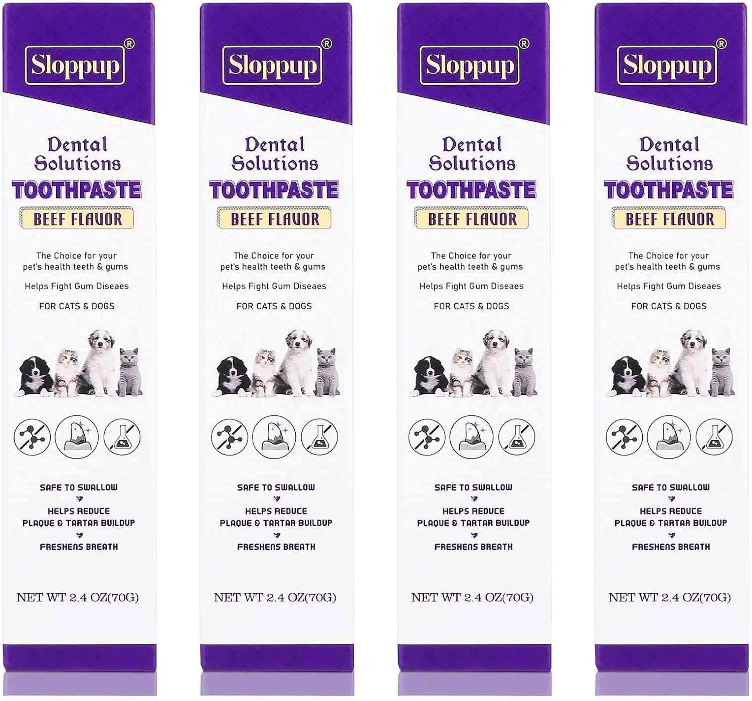Toothpaste | Teeth Cleaning and Fresh Breath Dental Care for British Shorthair Cat Kittens and Adult Cats | Soothes Inflamed Gums | Safe for Puppies | Vet Formulated 4 Pack (9.6 OZ)