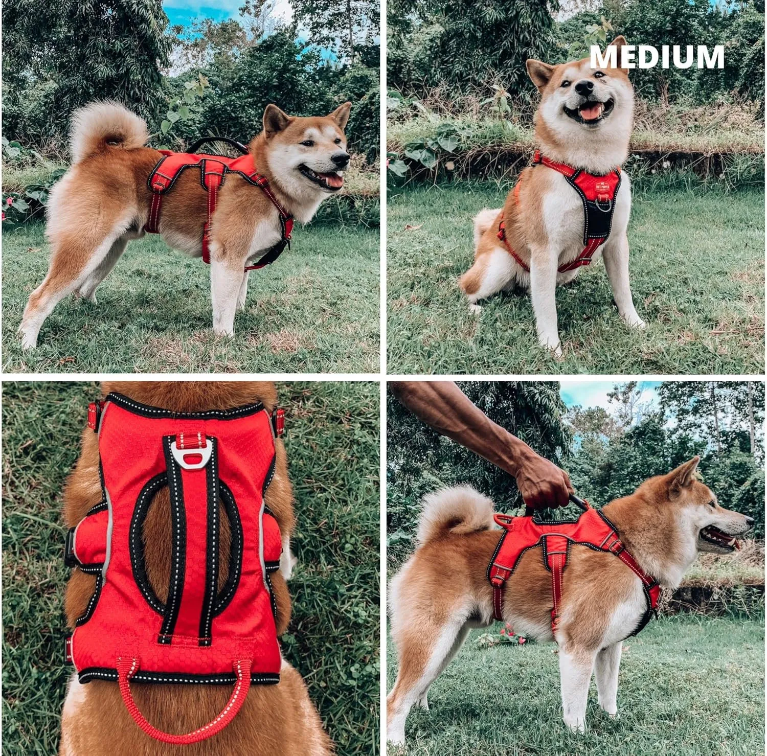 Tuff Pupper Escape Proof No Escape Dog Harness | 5 Point Adjustable Fit Harness for Dogs | Padded Dog Harnesses | Handle Dog Lift Harnesses