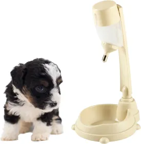 UPIT Standing Pet Water Dispenser and Food Bowl - Height Adjustable Dog Water Dispenser with Detachable Pole - Nonslip & Non-Spill Dog Water Bottle Dispenser - Dog Feeding Station (Ivory)