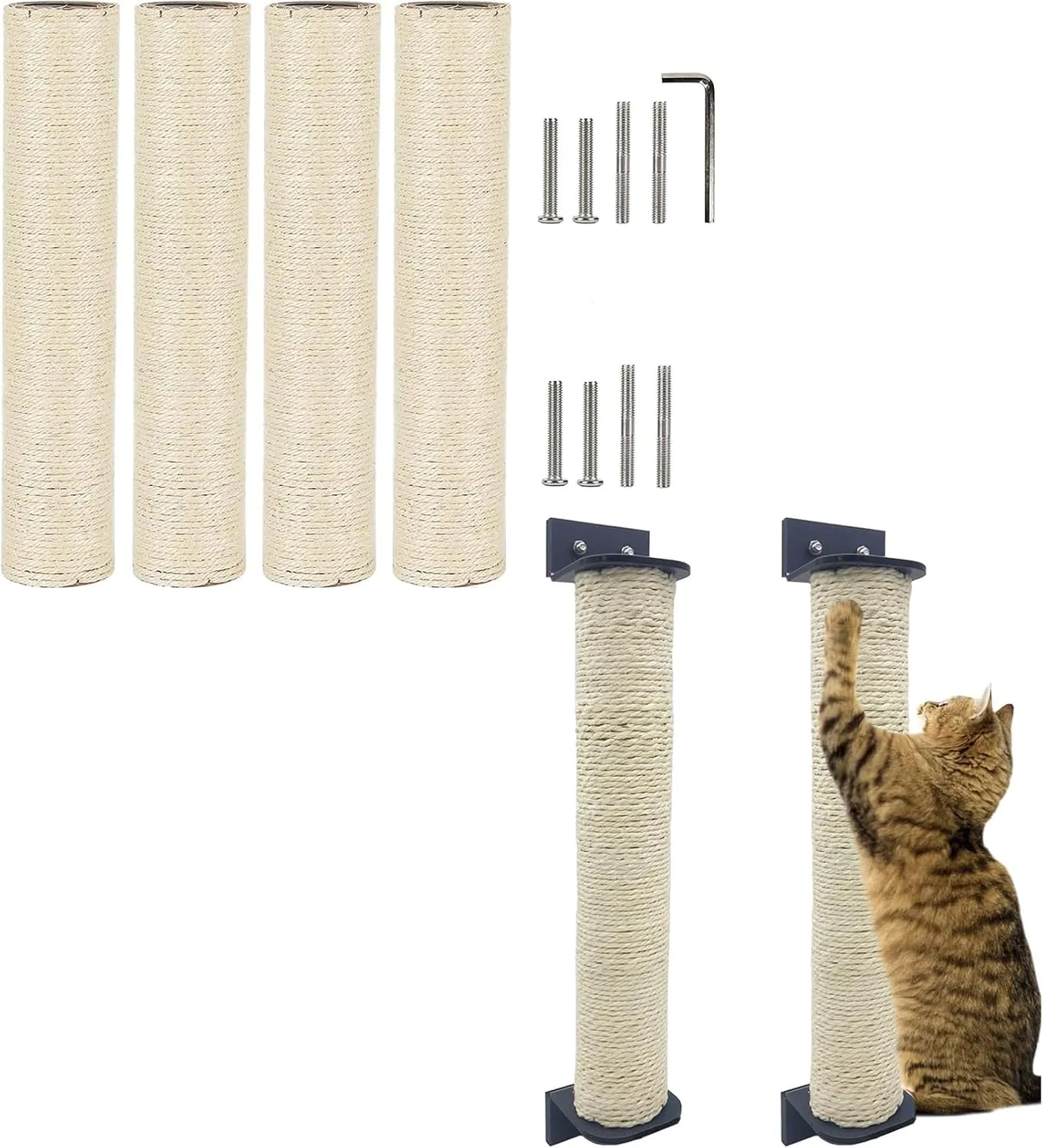 VCEPJH Cat Scratching Post Replacement & Mounted Sisal Scratcher for Indoor Cats