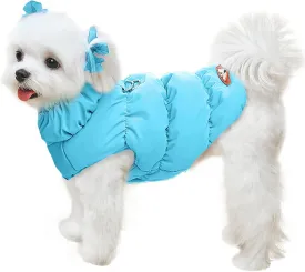 Winter Warm Dog Jacket for Small Medium Dogs Cat Cold Weather Coats with Harness Paded Dogs Fleece Vest Waterproof Windproof Dog Snow Jacket Pet Puppy Clothes (Blue,S)