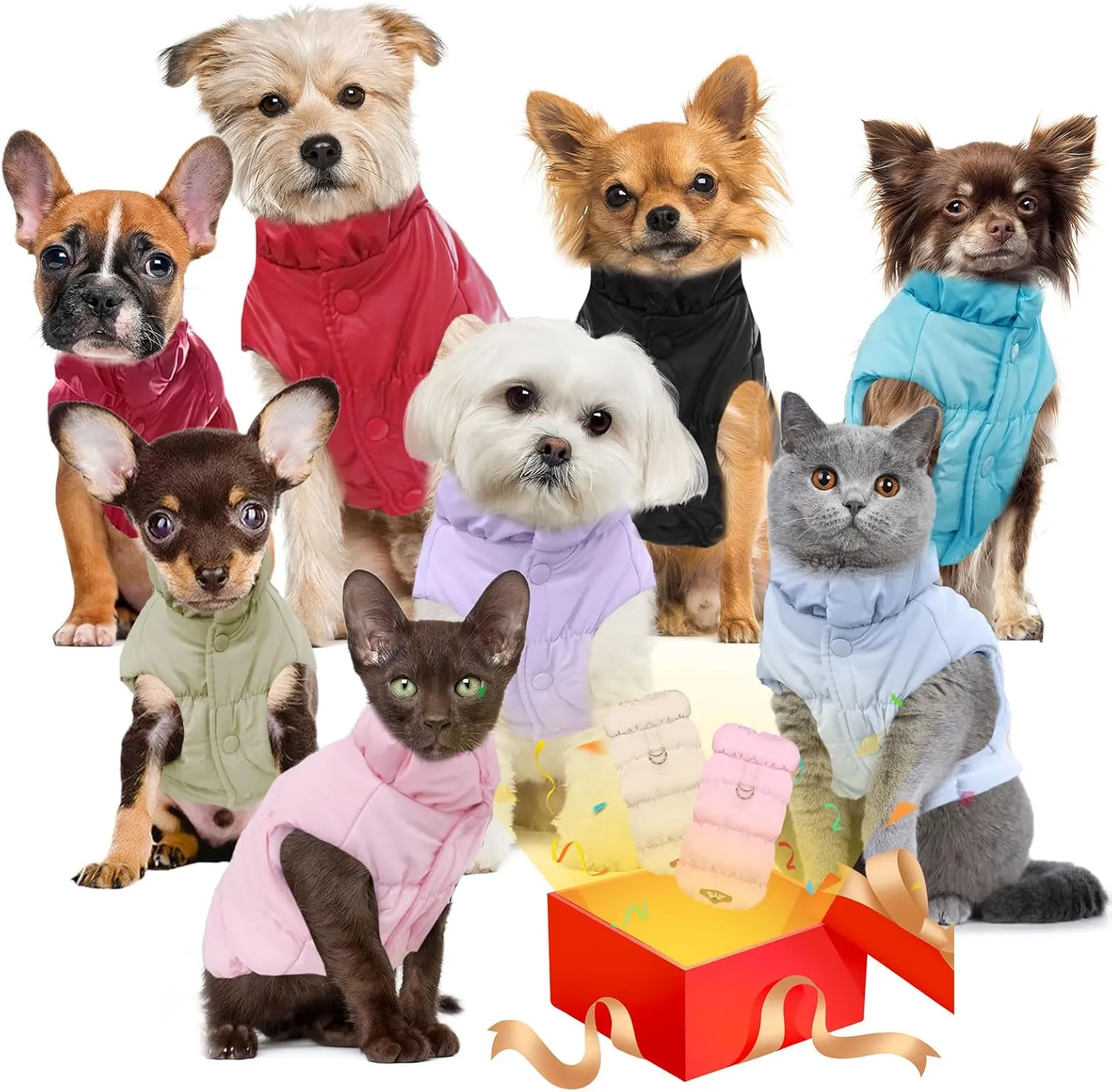 Winter Warm Dog Jacket for Small Medium Dogs Cat Cold Weather Coats with Harness Paded Dogs Fleece Vest Waterproof Windproof Dog Snow Jacket Pet Puppy Clothes (Blue,XL)