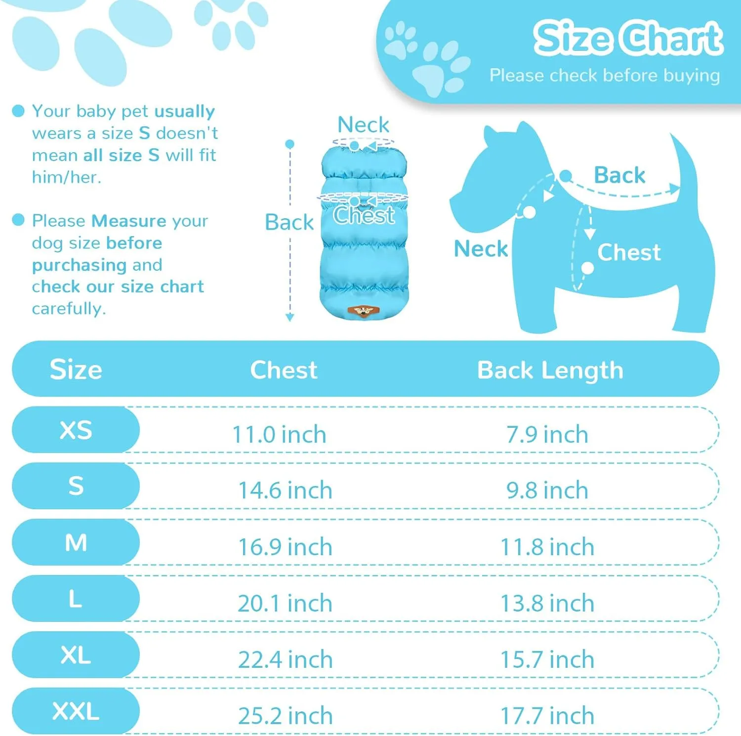 Winter Warm Dog Jacket for Small Medium Dogs Cat Cold Weather Coats with Harness Paded Dogs Fleece Vest Waterproof Windproof Dog Snow Jacket Pet Puppy Clothes (Blue,XL)