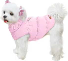Winter Warm Dog Jacket for Small Medium Dogs Cat Cold Weather Coats with Harness Paded Dogs Fleece Vest Waterproof Windproof Dog Snow Jacket Pet Puppy Clothes (Pink,XL)