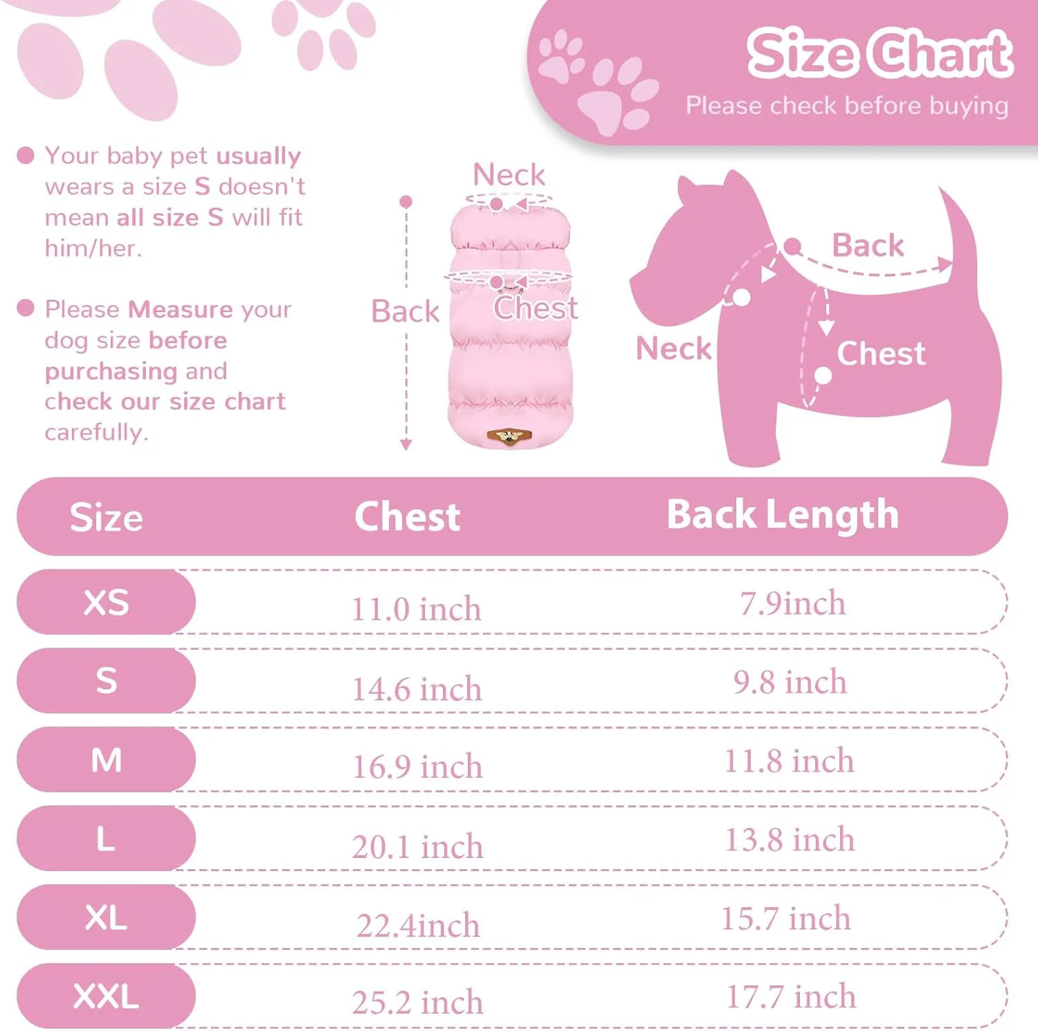 Winter Warm Dog Jacket for Small Medium Dogs Cat Cold Weather Coats with Harness Paded Dogs Fleece Vest Waterproof Windproof Dog Snow Jacket Pet Puppy Clothes (Pink,XL)