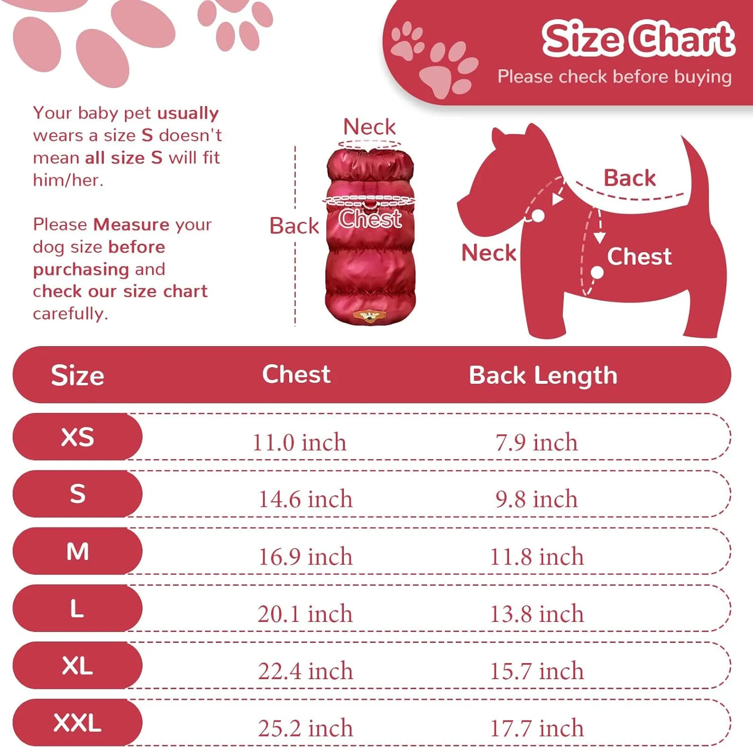 Winter Warm Dog Jacket for Small Medium Dogs Cat Cold Weather Coats with Harness Paded Dogs Fleece Vest Waterproof Windproof Dog Snow Jacket Pet Puppy Clothes (Wine red,S)